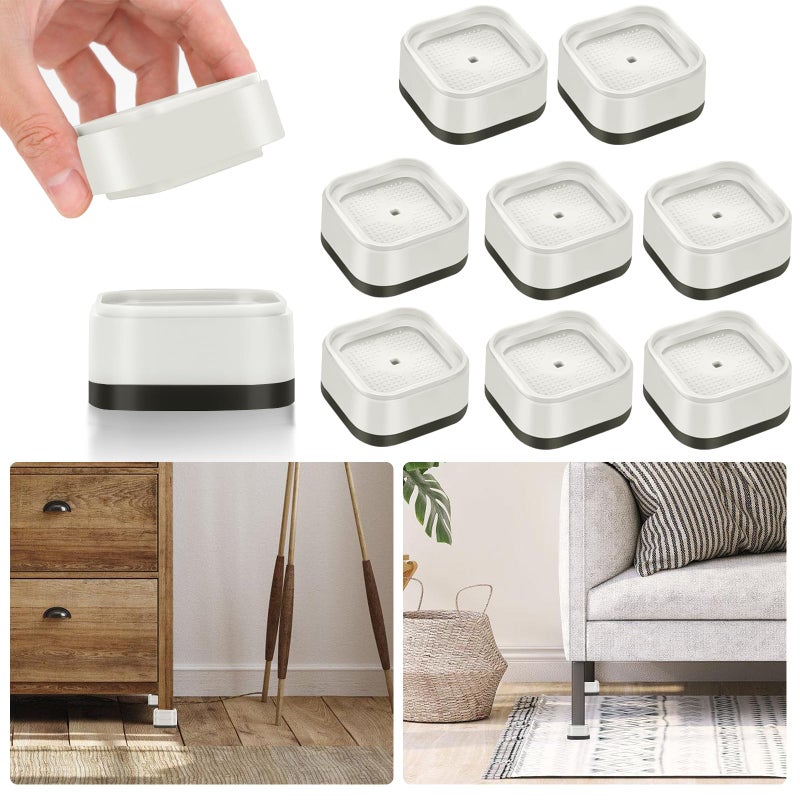 Yookwutar 8 Pack Furniture Risers 1 Inch, Adjustable Bed Risers Heavy Duty for Table Desk Couch Chair Sofa Cabinet Bed Legs Dorm, Square Stackable Bed Raisers Blocks Lift Height 1"", 2"" or 3"", White - Image 1